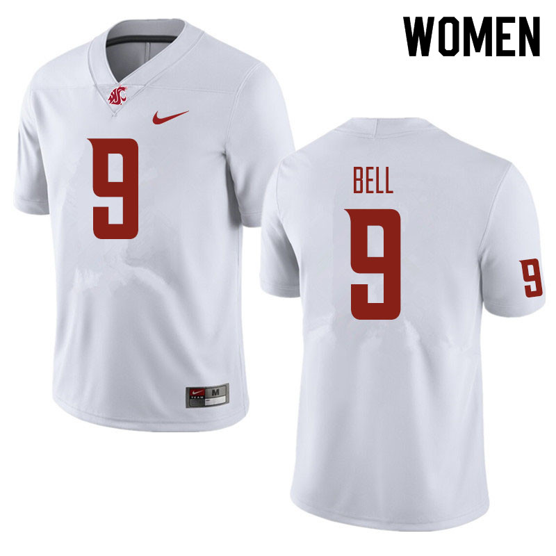 Women #9 Renard Bell Washington State Cougars Football Jerseys Sale-White - Click Image to Close
